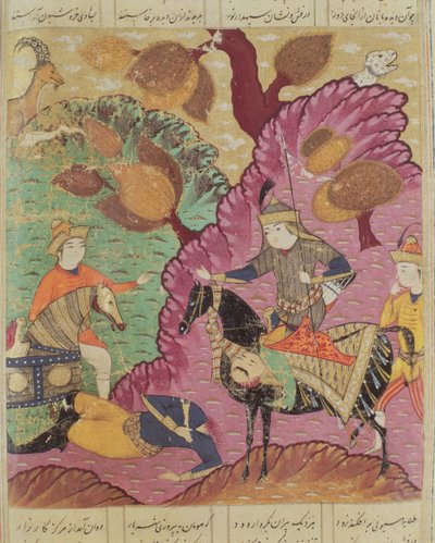 ピルとビズンの間の戦い、アブル・カシム・マヌール・フィルダウシ（c.934-c.1020）1619によるShahnama（Book of Kings）のイラスト 作： Persian School