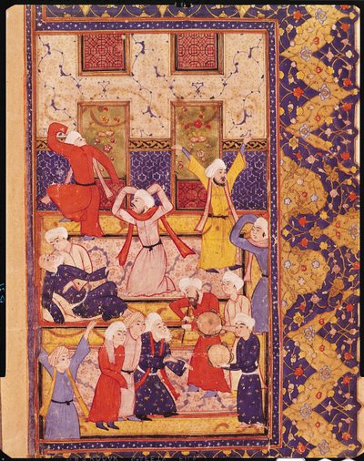 Fol.5rイニシエーションダンス、ハフィズシラジの詩集（c.1325-c.1388） 作： Persian School