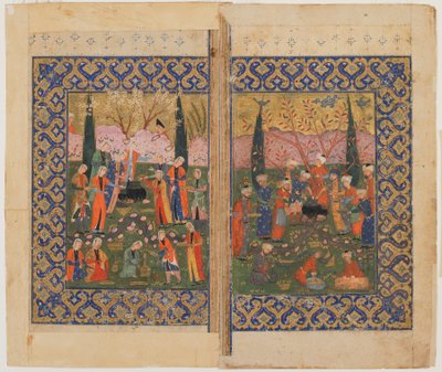 正体不明のテキストからのフォリオ。 verso：Sulayman Enthroned、Shiraz、Iran、c.1560-70 作： Persian School