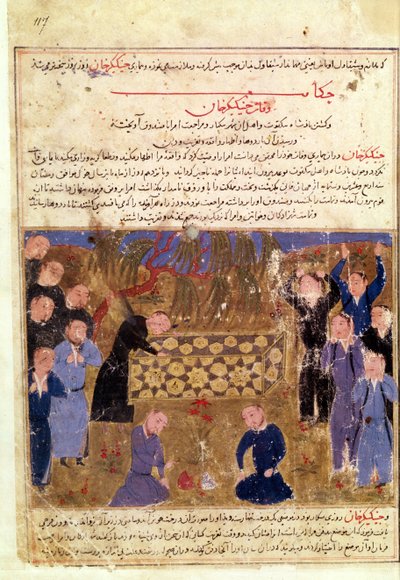 ジンギスカンの葬儀、1430年頃 作： Persian School