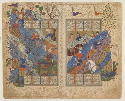 グダルツはShahnamaから山の上でピランを殺害します 作： Persian School