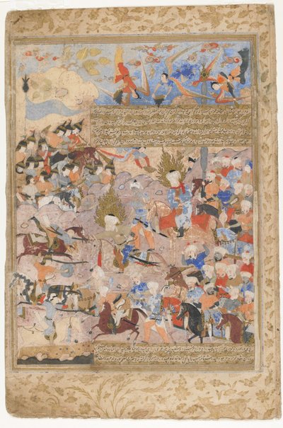 Rawzat al-safa、1571-72からの戦いでのハムザとアリ 作： Persian School