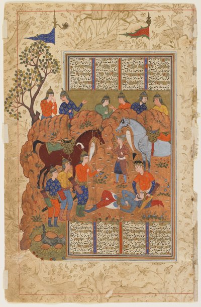 イスカンダルは死にゆくシャナマのダラブを慰める 作： Persian School