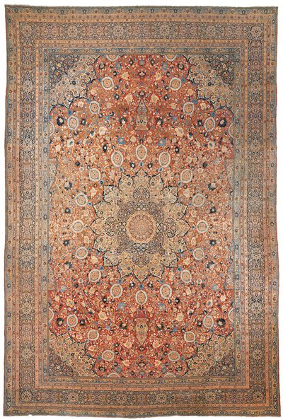 大きなタブリーズカーペット、アルデビルデザイン、ペルシャ北西部、1880年頃 作： Persian School