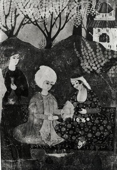庭の男女 作： Persian School