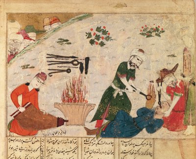 Ms Supp Pers 493 fol.363v Abul-Qasim Manur Firdawsi（c.934-c.1020）によるShahnama（Book of Kings）からのHaftvadsガードの1人の拷問 作： Persian School