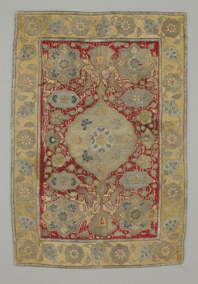 パネル：バラの花の上のオウムの繰り返し 作： Persian School