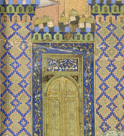 ペルシア語239 fol.278a細部：Isfandiy？rはBrazen HoldでArj？spを殺す、Shahnama（Book of Kings）のイラスト、Abul-Qasim Mansur Firdawsi（c.934-c.1020）、1444 作： Persian School