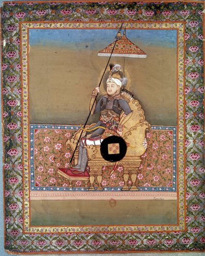 モンゴルの首長タメルラン（1336-1405）（またはティムール・ラング、「足の不自由なティムール」）の肖像。15世紀のペルシャの細密画。パリ、B.N. 作： Persian School