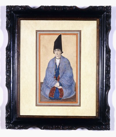 若いカジャール王子の肖像、c.1850 作： Persian School