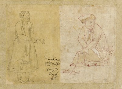 着席人物、イスファハン、サファヴィー朝、1610年代（紙にインク） 作： Persian School