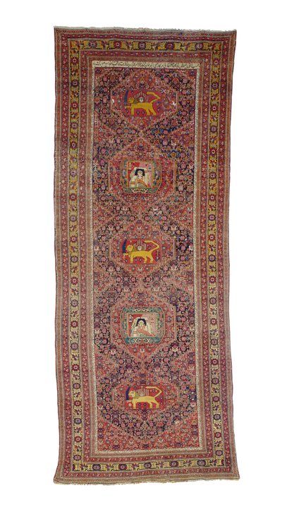 1837西ペルシャ、センネギャラリーカーペット 作： Persian School