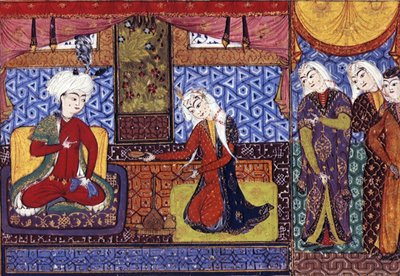 ホスローにワインを提供するイスファハーンのシャカール、1505年頃 作： Persian School