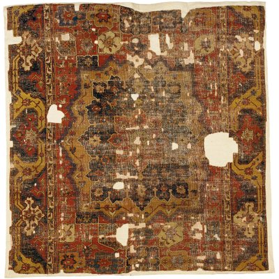 タブリーズメダリオンとカルトゥーシュカーペットの断片、北西ペルシャ、16世紀後半 作： Persian School