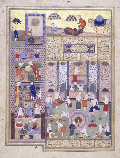 浴場のカリフハルンアルラシドc。 1584-5 作： Persian School