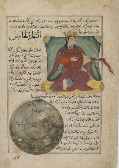 ヴィーナス、カズヴィニ、イラク、トルコ東部のAjaib al-makhluqat（Wonders of Creation）のフォリオ（紙に不透明な水彩、インク、金、銀） 作： Persian School