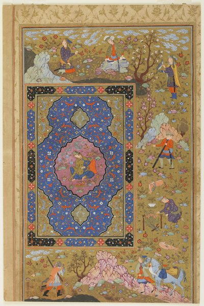 若い女性、1590年～1610年頃（紙にインク、不透明水彩、金彩 作： Persian School