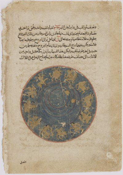 フィルダウシ（d.1020）によるShahnama（Book of Kings）からMinuchihr王の前に彼の業績を示したZal（紙に不透明な水彩画、インク、金、銀） 作： Persian School