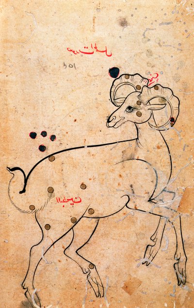 f.154a牡羊座、ラム、ペルシャ語、イスファハンまたはシラーズ出身、1600年頃（紙にインク） 作： Persian School