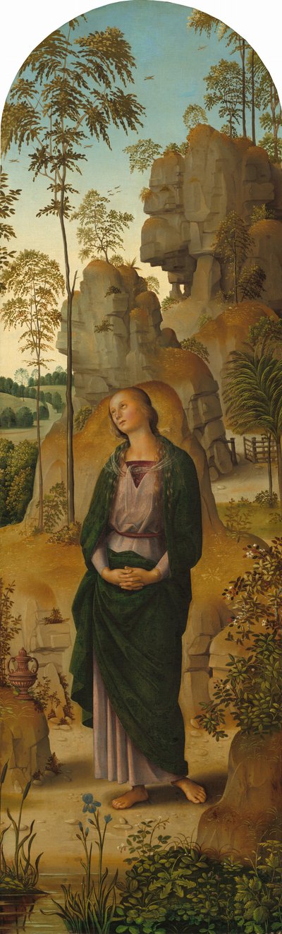 処女、聖ヨハネ、聖ヒエロニムス、聖マグダラのマリアとの磔刑…、c. 14821485 作： Perugino