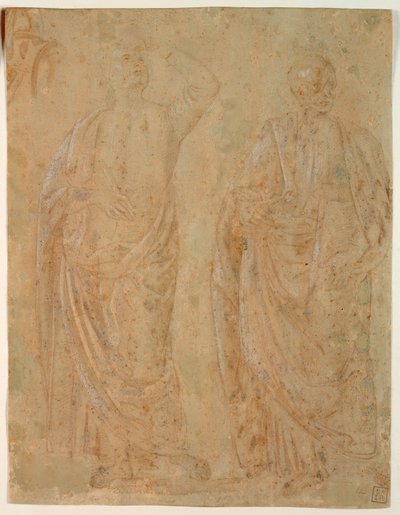 2 つの立っているドレープの男性像 作： Perugino