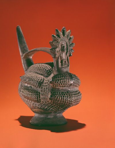 トウモロコシの女神の黒器（セラミック） 作： Peruvian School