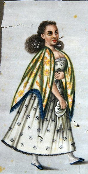 ケルートを持つ女性 1820年頃 （紙に水彩画） 作： Peruvian School
