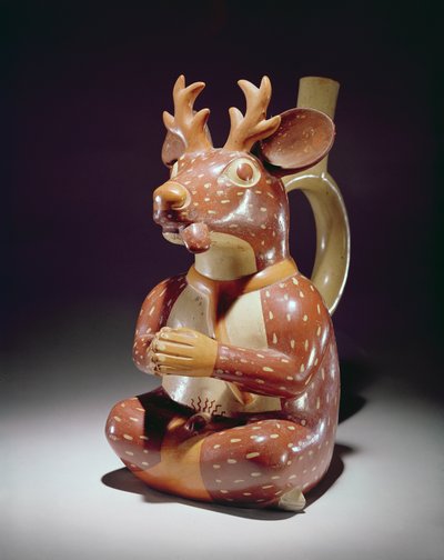 捕虜鹿の陶器、モチカ（土器） 作： Peruvian School