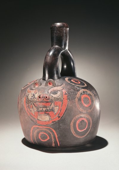 プーマのある容器、チャビン文化、紀元前90年頃（セラミック） 作： Peruvian School