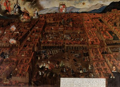 1650年の地震の時のクスコの眺め 作： Peruvian School