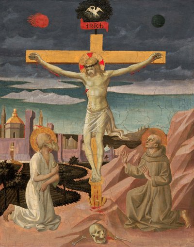 聖ヒエロニムスと聖フランシスコの磔刑、c. 14451450。 作： Pesello Peselli
