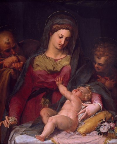 Peter Candid（1548-1628）による聖ヨハネと聖家族、パネルに油彩 作： Peter (1548 1628) Candid