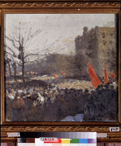 1917年2月の革命デモ（キャンバスに油彩） 作： Peter Alexandrovich Nilus