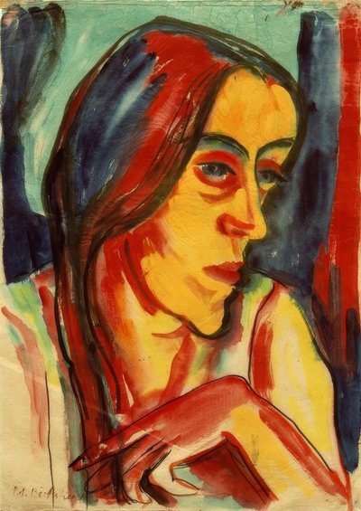 暗い三つ編みの若い女性 (ハンナ) 作： Peter August Böckstiegel