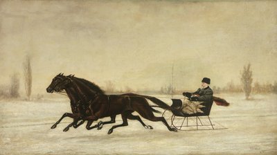 冬の風景の中の馬が引くそりのデビッド・マーシュ、1880 作： Peter B. West