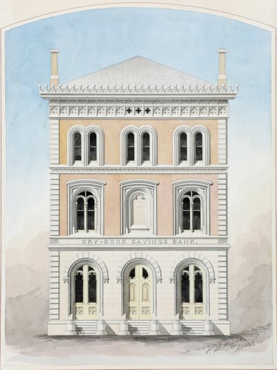 ドライ・ドック・セービングス・バンク、ニューヨーク、ニューヨーク市、コンペデザイン画 作： Peter Bonnett Wight