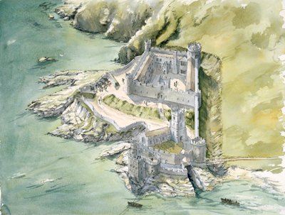 ダートマス城、c1550、c1990-2010 作： Peter Dunn