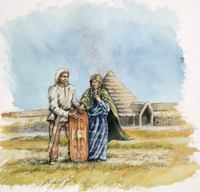 鉄器時代の男と女、c400BC、c1990-2010 作： Peter Dunn