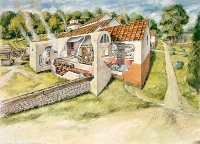 ラリングストーンのローマの別荘、c4世紀、c1990-2010 作： Peter Dunn