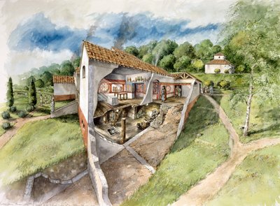 ラリングストーンのローマの別荘、c4世紀、c1990-2010 作： Peter Dunn