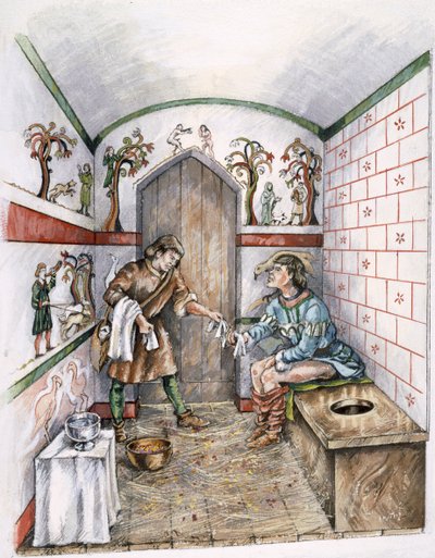 中世のトイレ、c1350、c1990-2010 作： Peter Dunn
