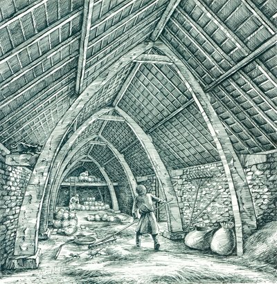 中世の牧師館、ワーラム パーシー、ノース ヨークシャー、c1988-c2005。 作： Peter Dunn