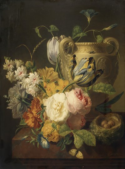 石の花瓶の花1786。 作： Peter Faes
