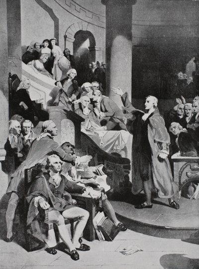 バージェス邸で有名な演説をするパトリックヘンリー 作： Peter Frederick Rothermel