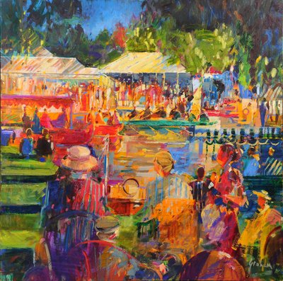 The Thames at Henley, 2020 （油彩・キャンバス 作： Peter Graham (Contemporary)