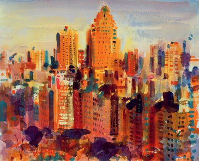 アッパー・マンハッタン, 2000 (wc on paper) 作： Peter Graham (Contemporary)