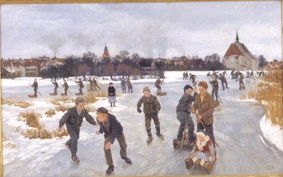 Fåborgの外でスケートをする子供たち 作： Peter Hansen