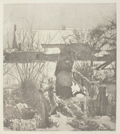 滑りやすい道 - 冬景色 (ノーフォーク) 作： Peter Henry Emerson