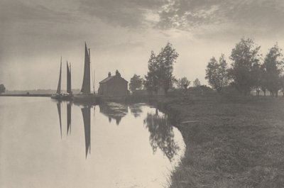 Cantley: 潮の変わり目を待っている Wherries 作： Peter Henry Emerson