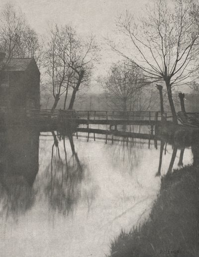 1888年にThe Compleat AnglerのChingford近くの歩道橋。 作： Peter Henry Emerson